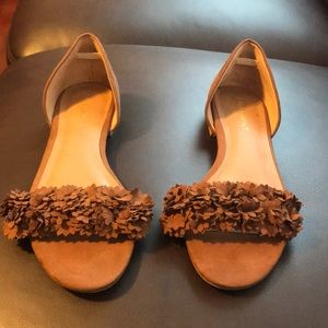 Cognac Brown Floral D’orsey Flats